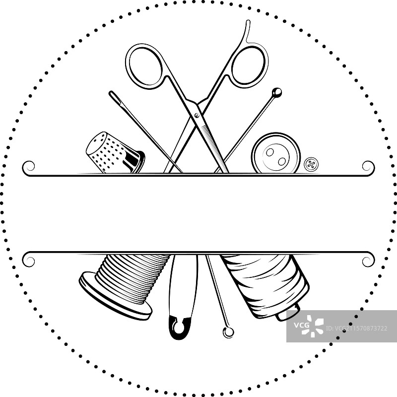 针线剪刀缝纫配件图片素材