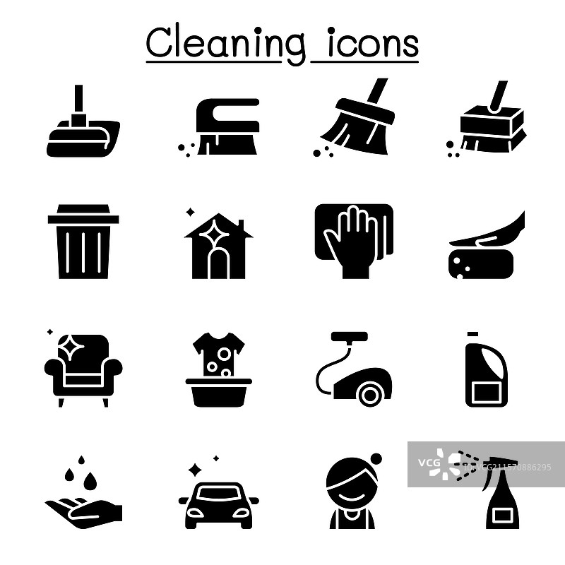 清洁与卫生图标集（字形风格）图片素材