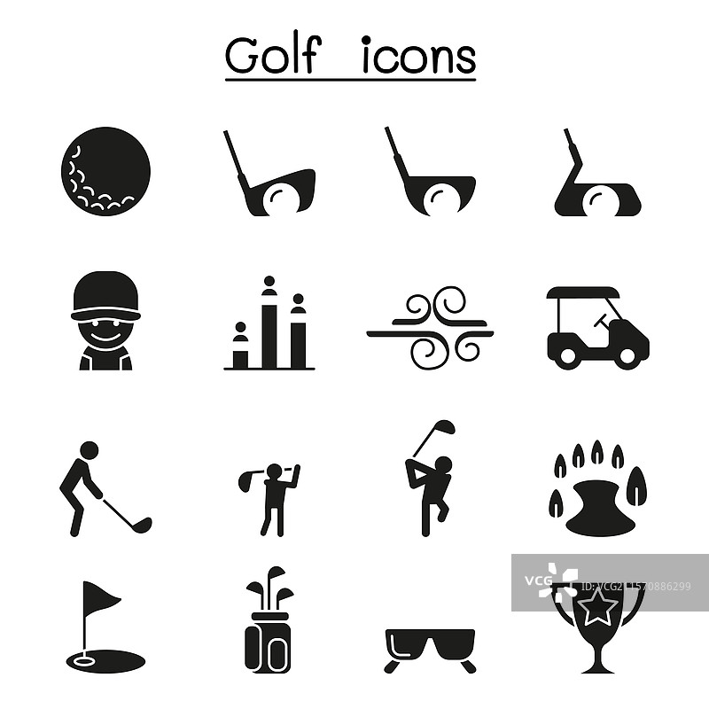 高尔夫图标集（图形风格）图片素材