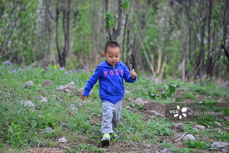 大自然中的可爱幼童图片素材
