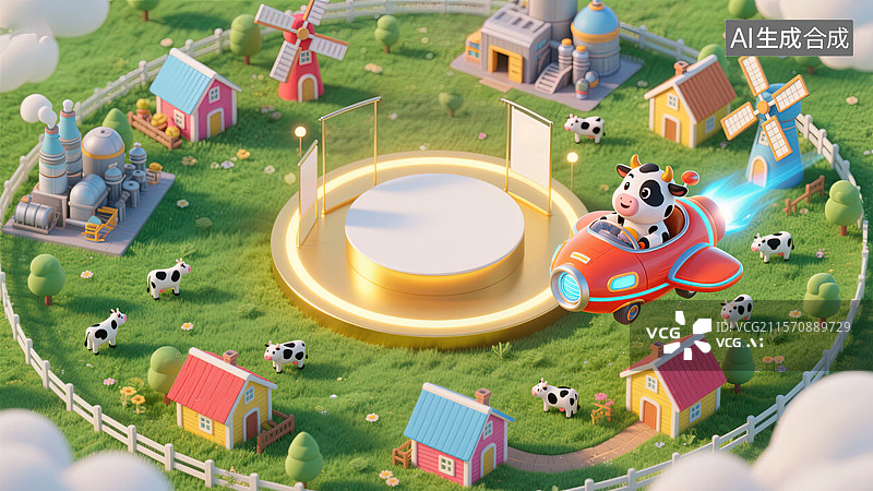 【AI数字艺术】田园风光中的童趣冒险图片素材