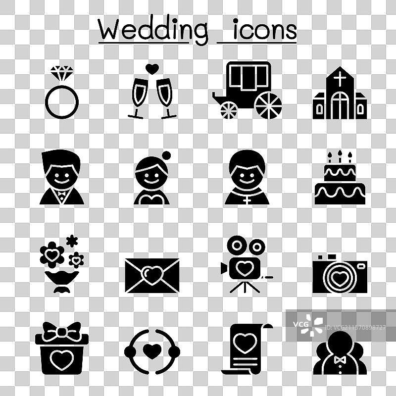 婚礼图标集（图形风格）图片素材