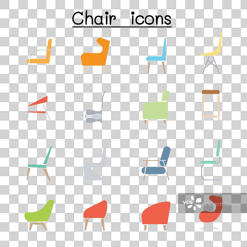 侧视椅子图标集图片素材