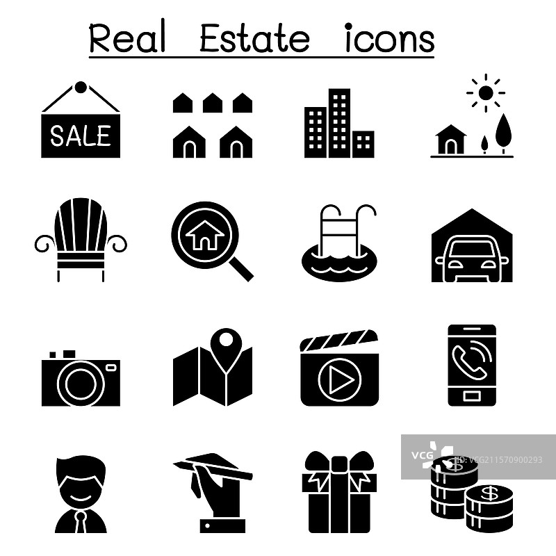 房地产图标集（图形风格）图片素材