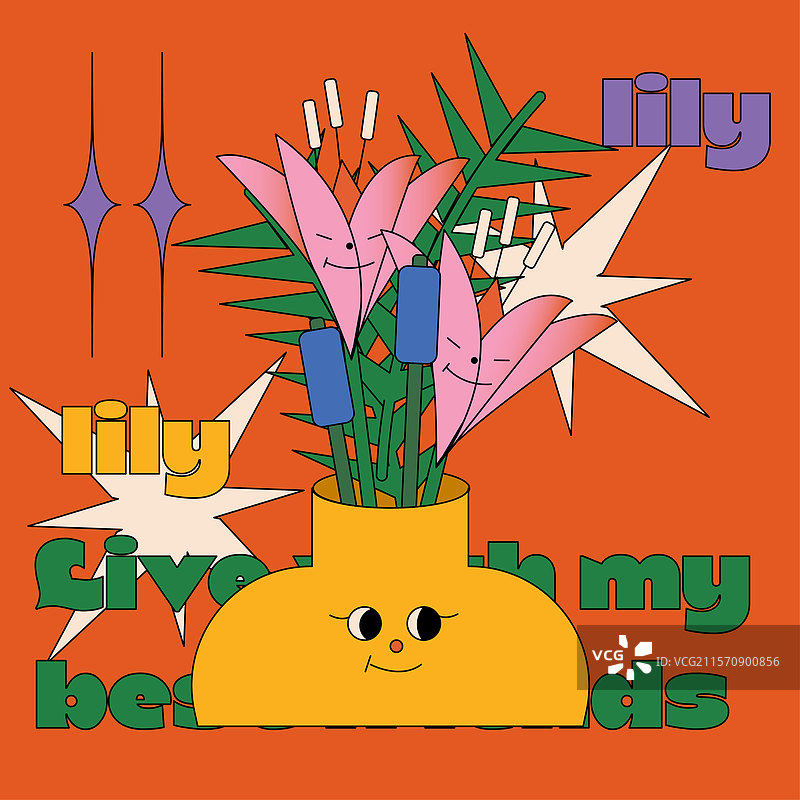 doodle风格百合花图片素材