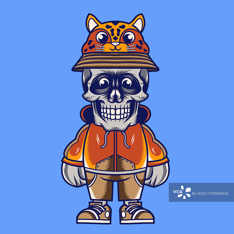 卡通豹子帽子吉祥物角色设计图片素材