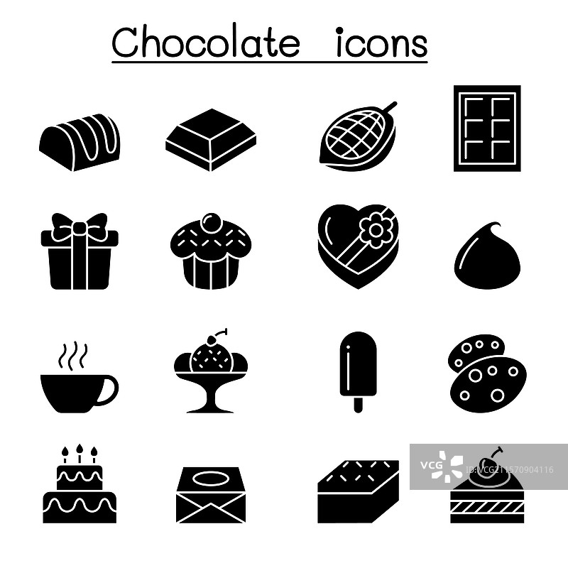 巧克力图标集（字形风格）图片素材