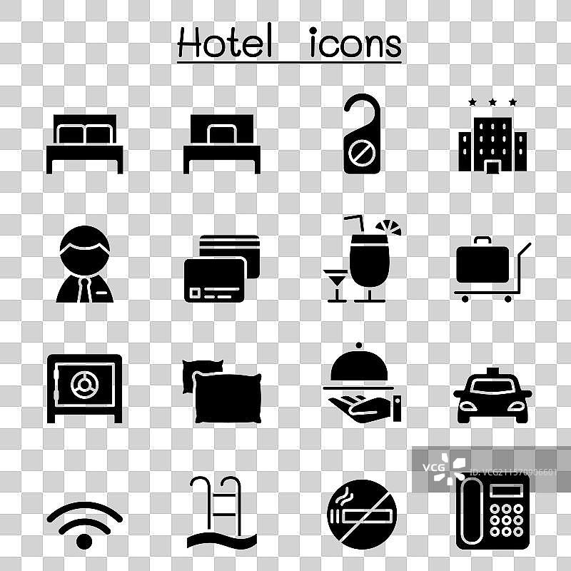 酒店图标集（图形风格）图片素材