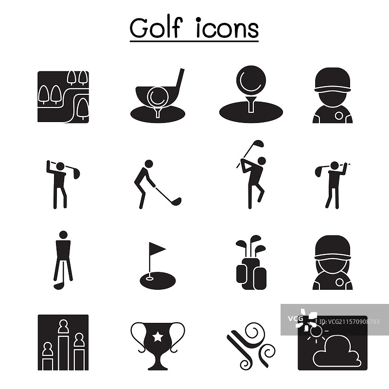 高尔夫图标集（字形风格）图片素材