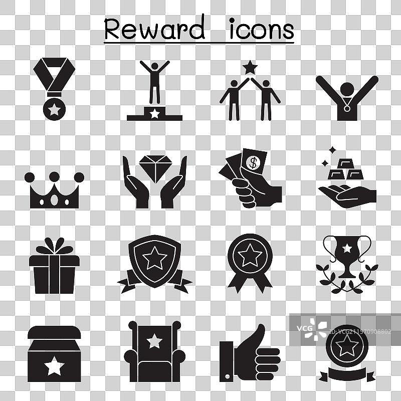 奖励与成功图标集（字形风格）图片素材