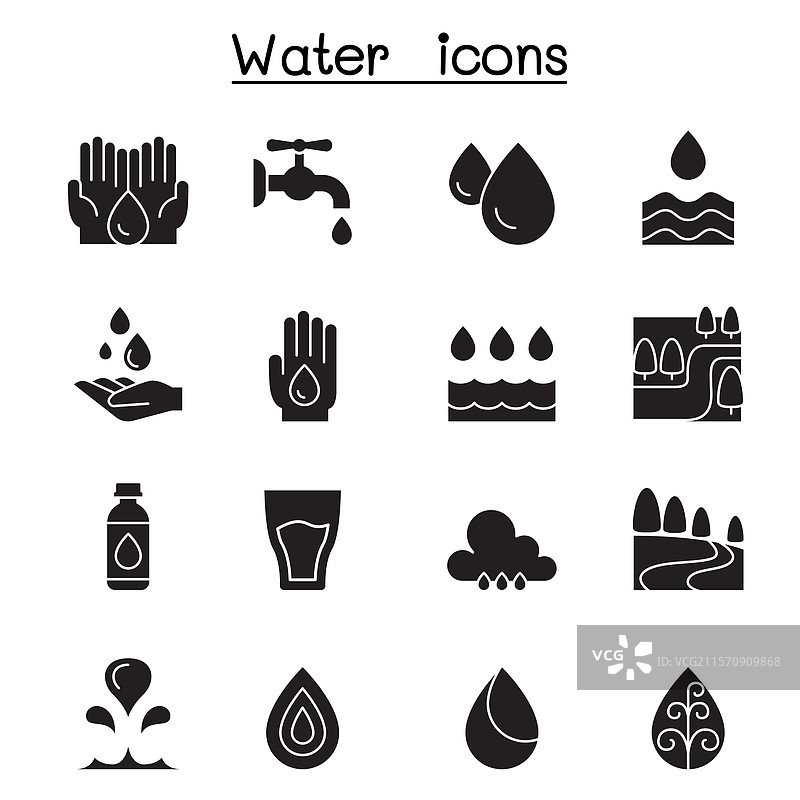 水图标集（图形风格）图片素材