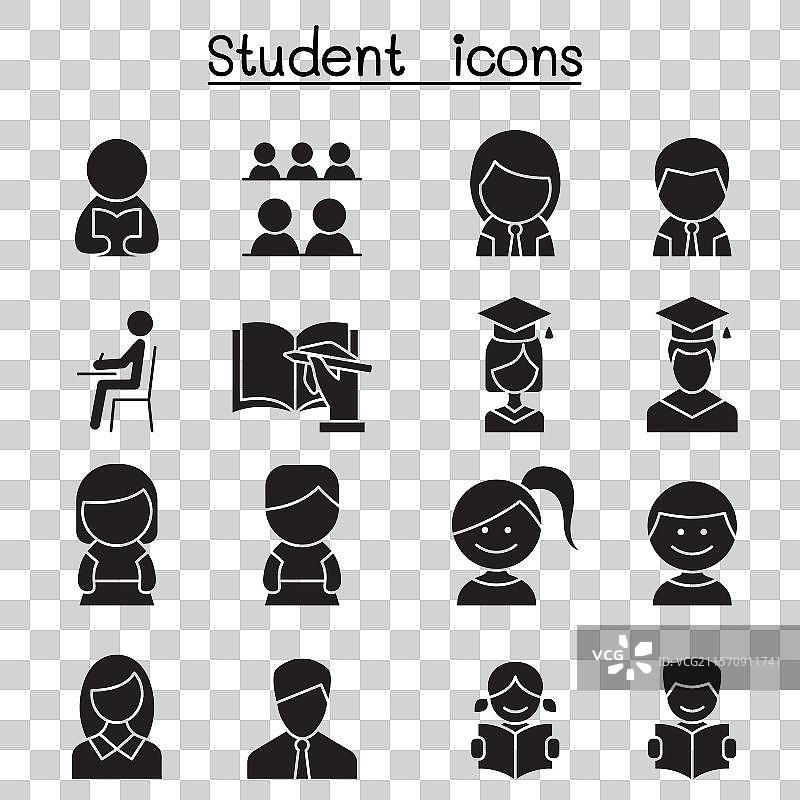 学生和教育图标集（字形风格）图片素材