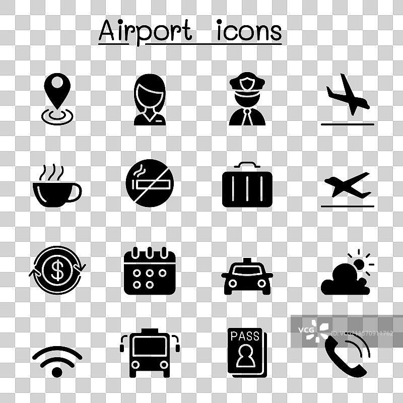 机场图标集（图形风格）图片素材
