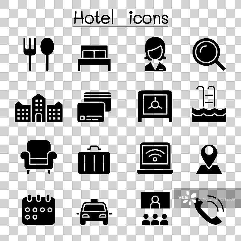 酒店图标集，采用图形风格图片素材