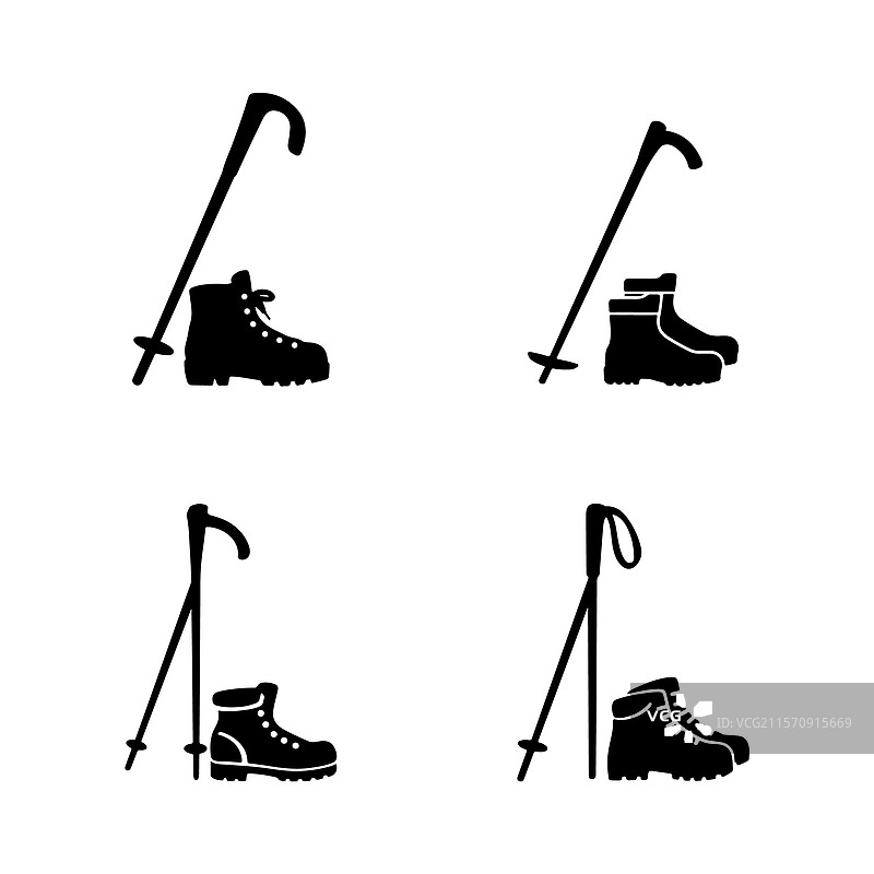 徒步旅行装备图标集图片素材