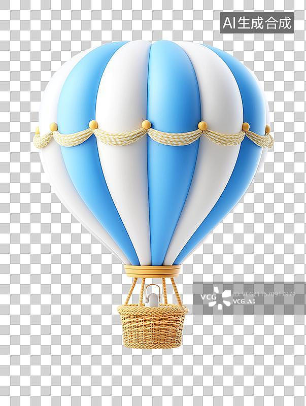 【AI数字艺术】【免抠png素材】3D卡通热气球图片素材