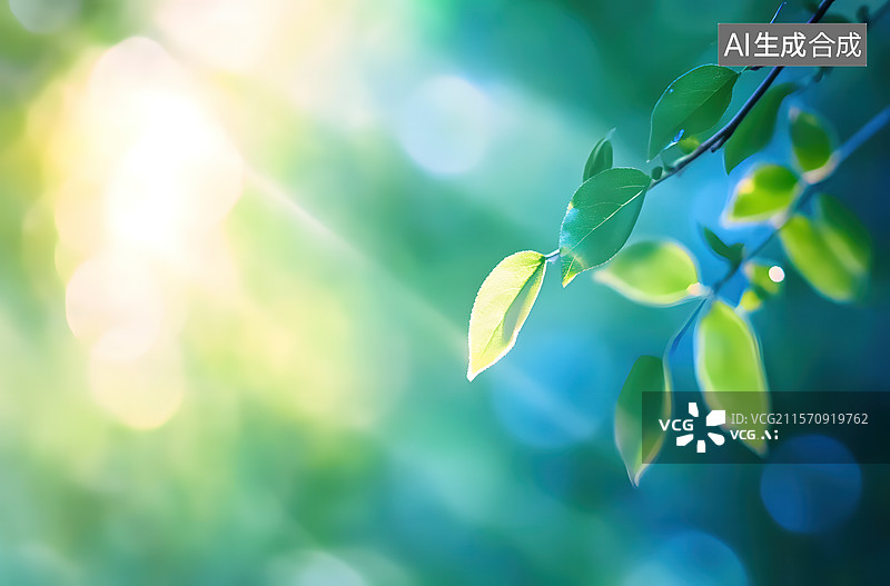 【AI数字艺术】阳光穿透森林的诗意图片素材