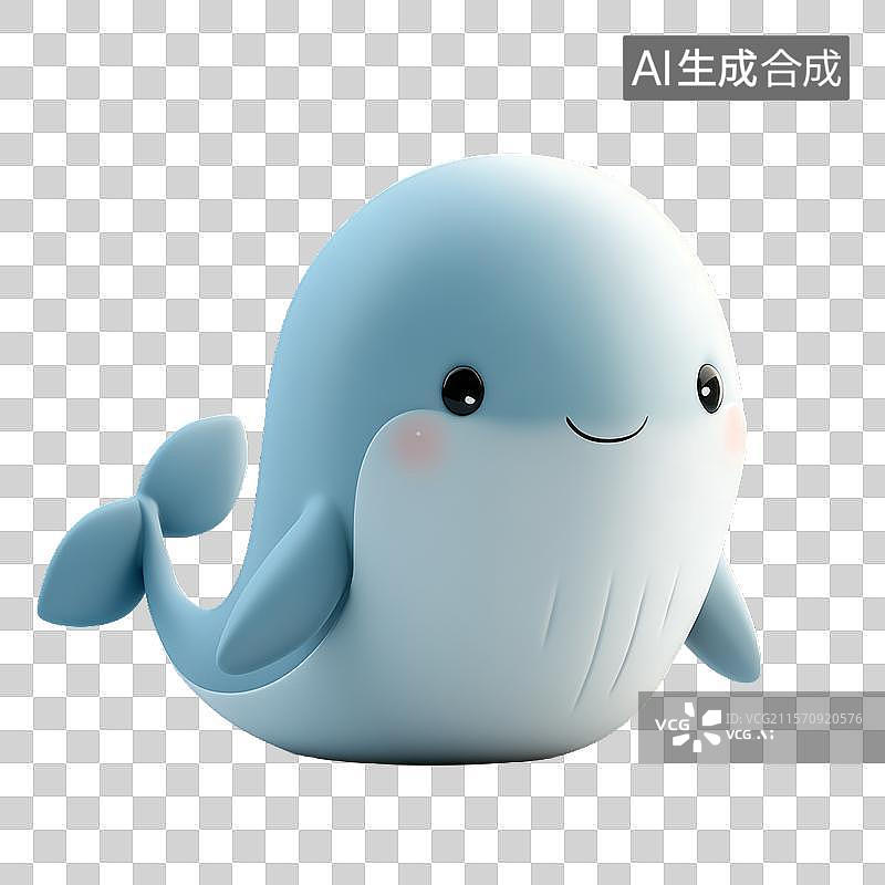 【AI数字艺术】可爱的蓝色鲸鱼玩具图片素材