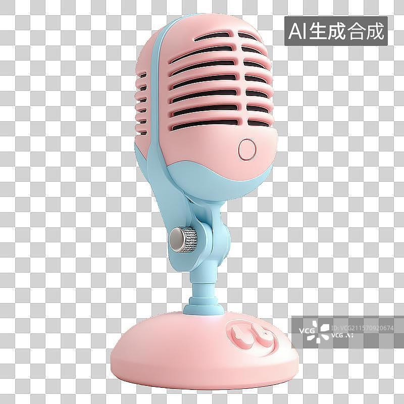 【AI数字艺术】粉色和蓝色复古麦克风图片素材