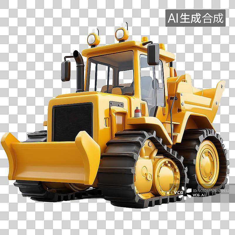 【AI数字艺术】黄色履带式推土机图片素材