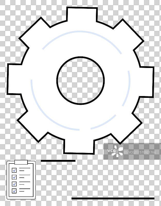 带有清单符号的齿轮象征着流程图片素材