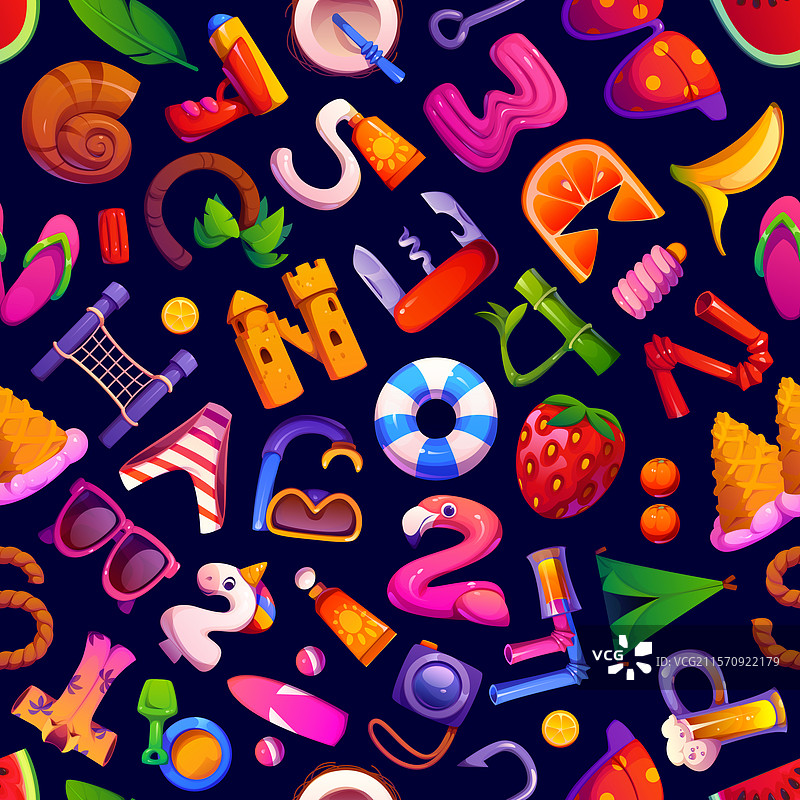 夏季旅行假期信件无缝图案图片素材