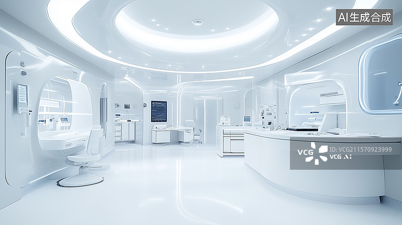 【AI数字艺术】先进临床研究空间：曲线建筑与未来感无菌设计图片素材