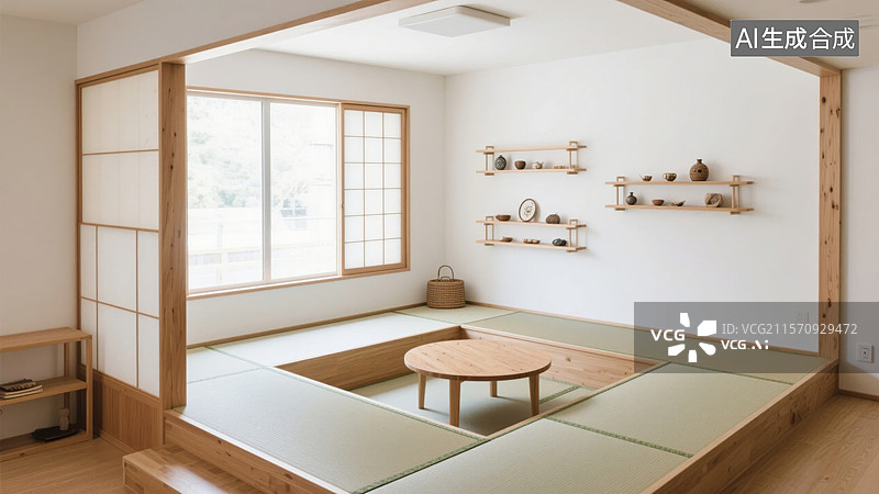 【AI数字艺术】日式榻榻米房间图片素材