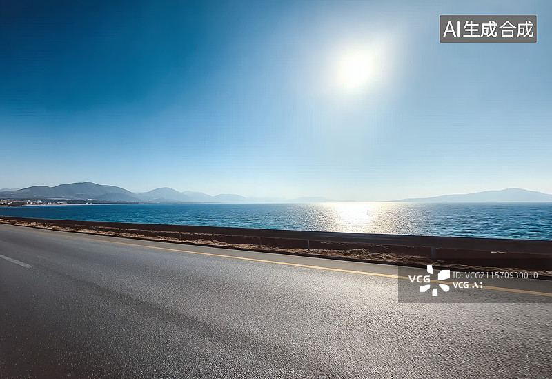 【AI数字艺术】通往蔚蓝海岸的高速公路图片素材