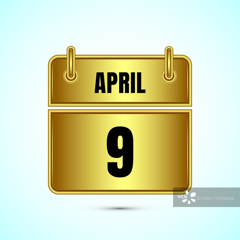 金色的四月九日日历和时间规划器图片素材