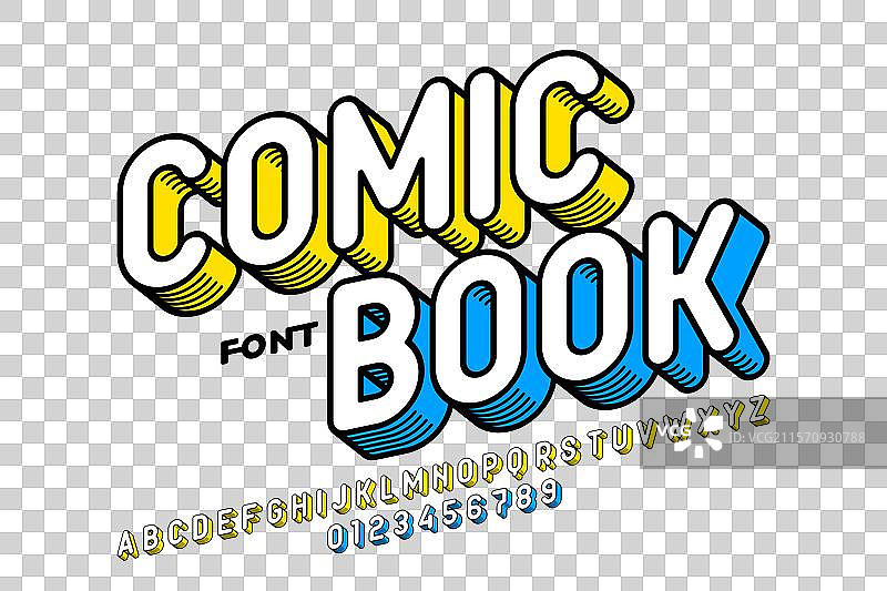 漫画书风格的字体设计字母和图片素材