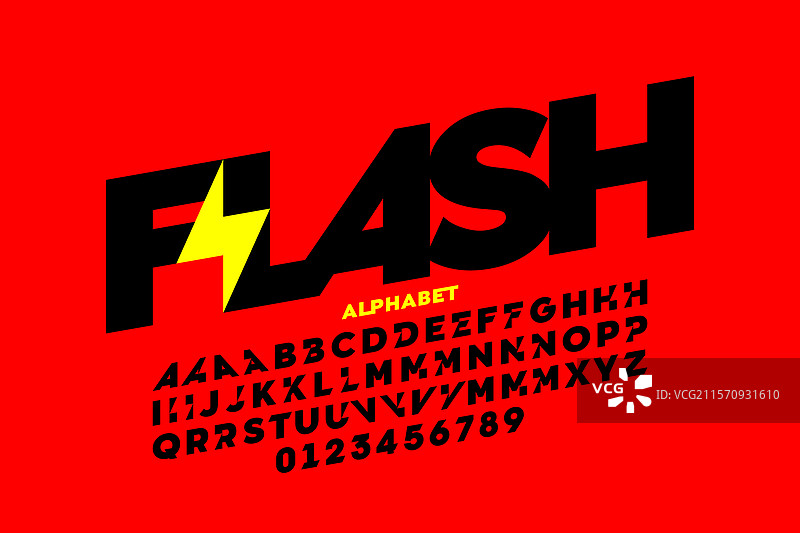 闪电风格字体设计字母表图片素材