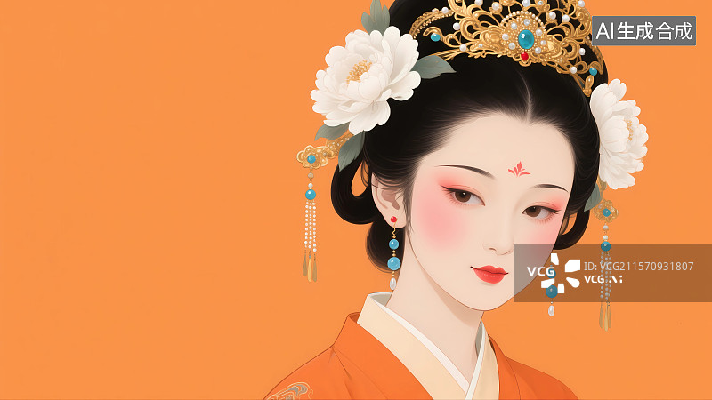 【AI数字艺术】中国古典美女插画图片素材