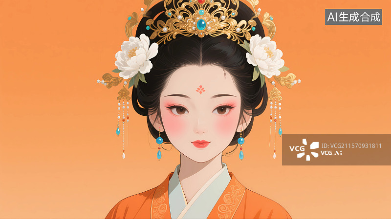 【AI数字艺术】中国古典美女插画图片素材