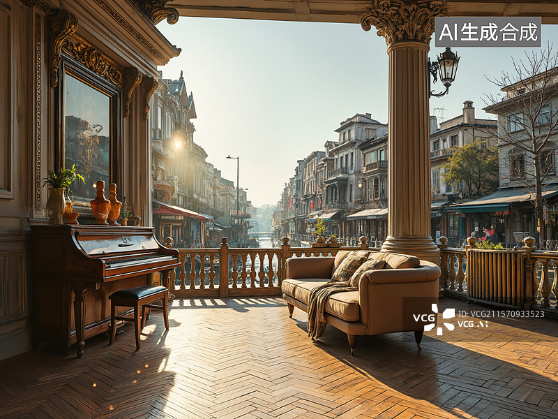 【AI数字艺术】阳光洒满的阳台图片素材