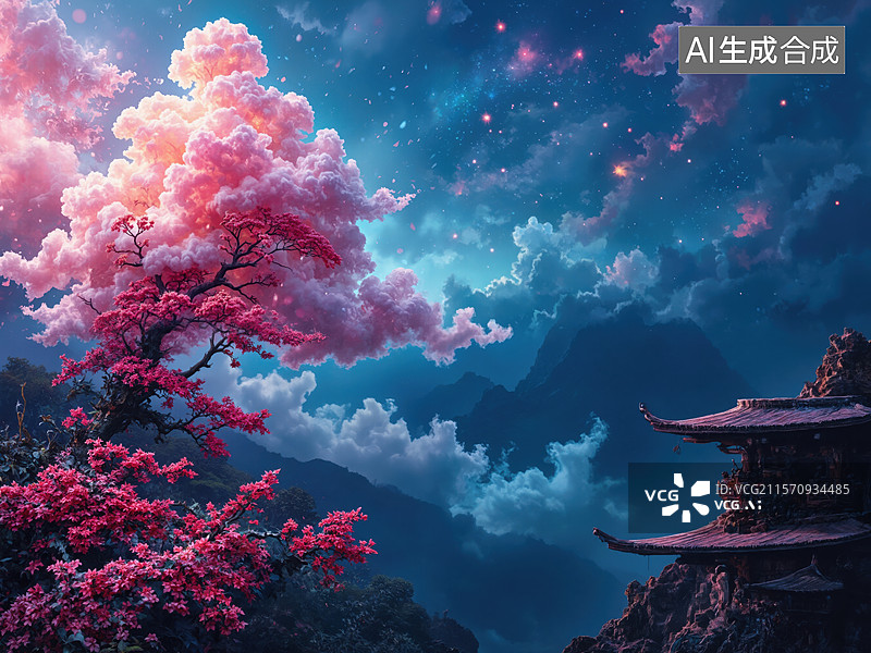 【AI数字艺术】梦幻山水图片素材