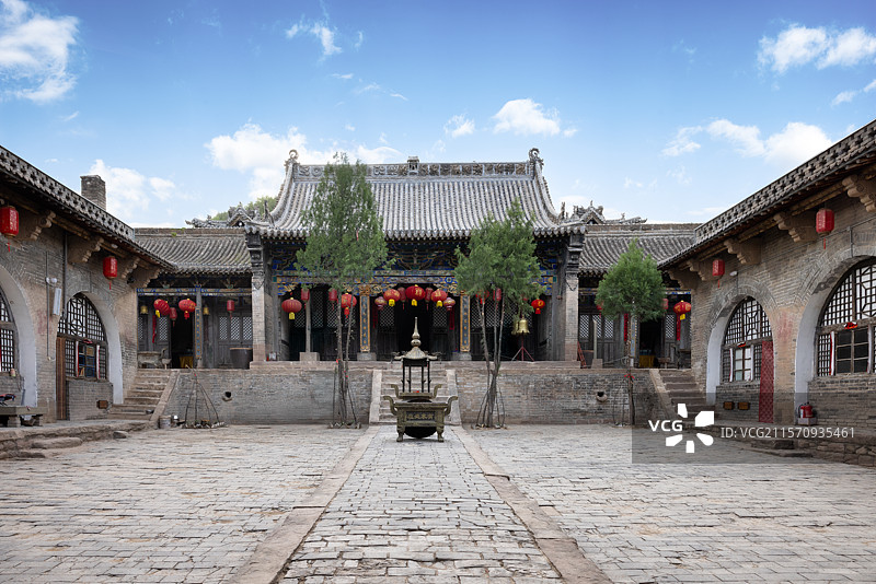 山西吕梁黄河古渡口碛口古镇和黑龙庙图片素材