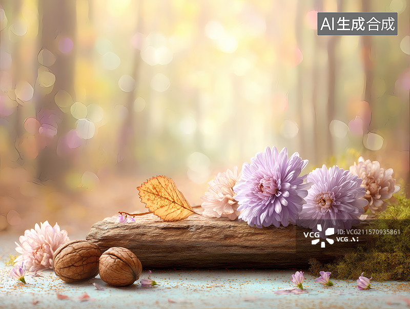 【AI数字艺术】秋日森林花果静谧图片素材