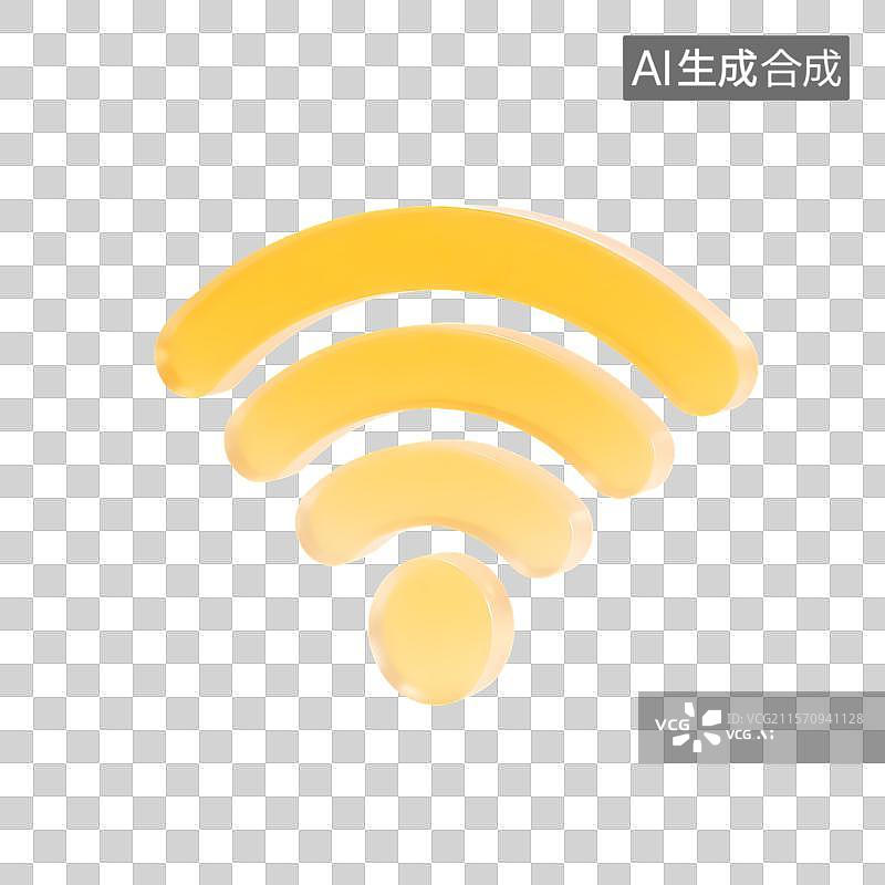 【AI数字艺术】黄色无线网络信号图标图片素材