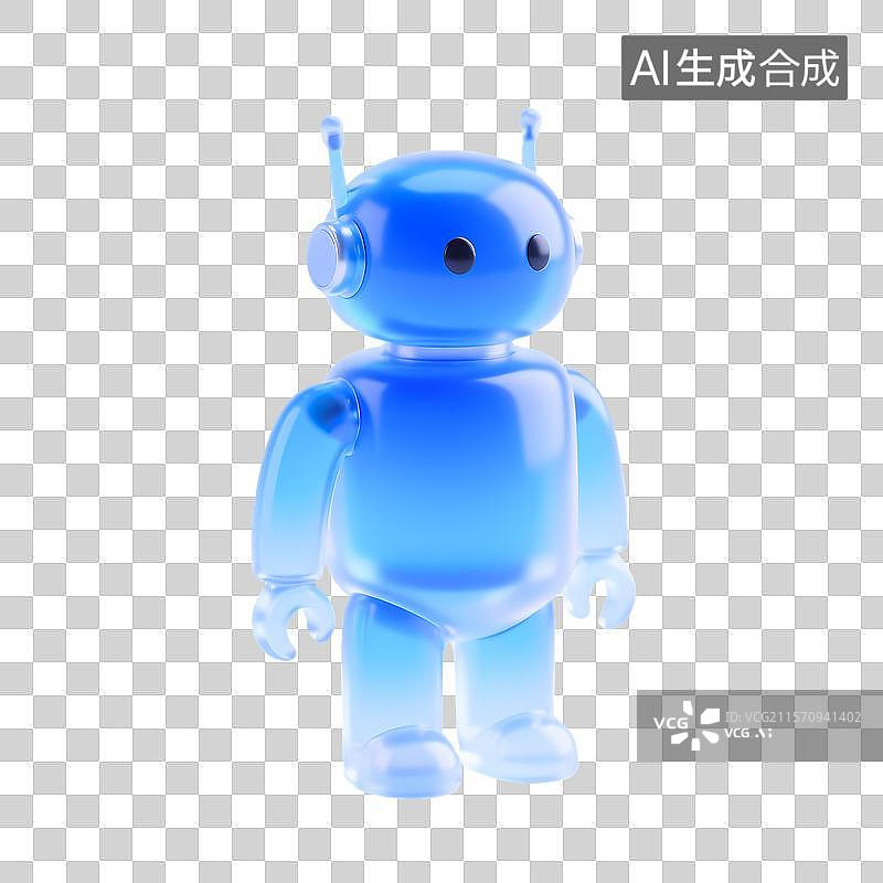 【AI数字艺术】蓝色透明机器人模型图片素材