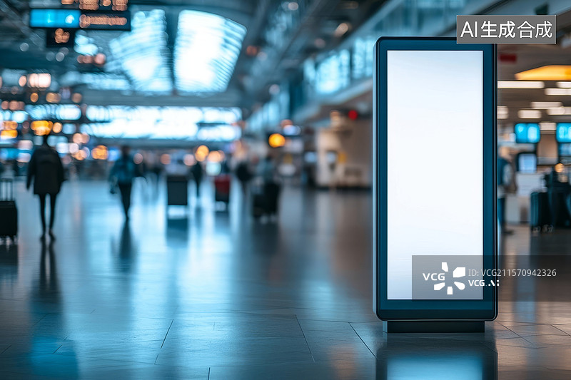 【AI数字艺术】机场航站楼的空白广告牌图片素材