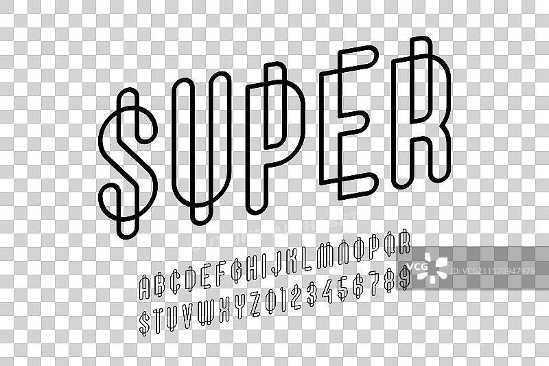 超现代轮廓字体设计字母表图片素材