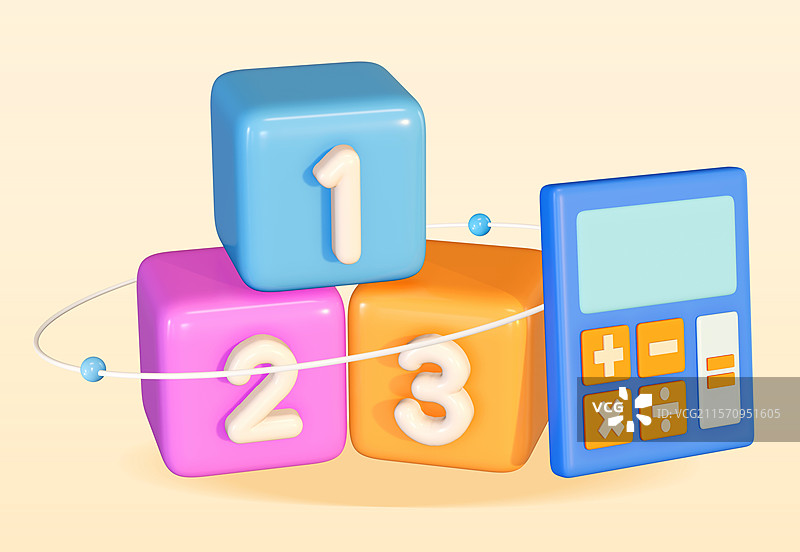 教育培训数学算术计算3D卡通插画图片素材