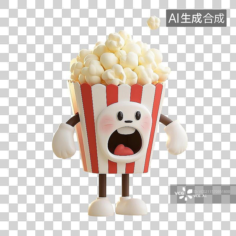 【AI数字艺术】3D渲染，爆米花，卡通快餐，零食免抠元素 分类图片素材
