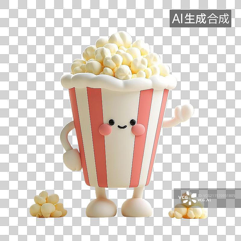 【AI数字艺术】3D渲染，爆米花，卡通快餐，零食免抠元素 分类图片素材