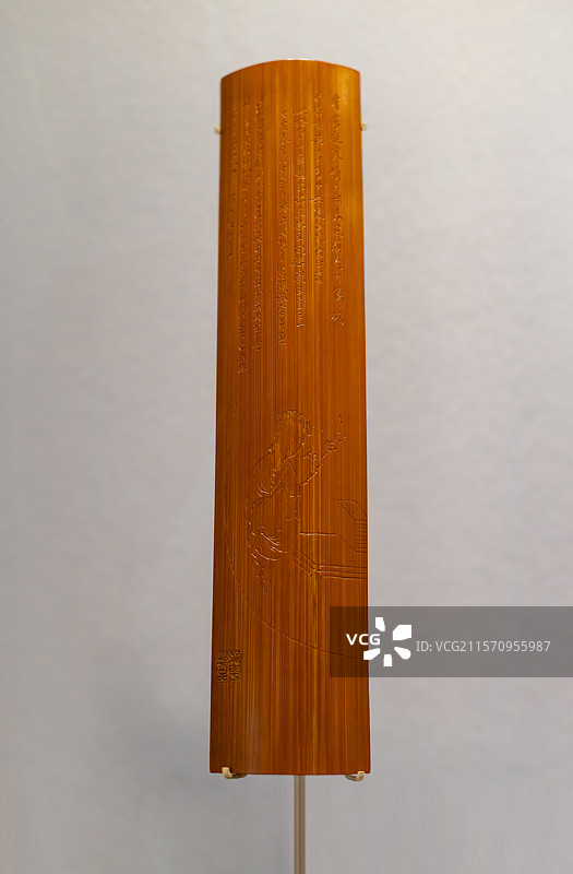 方絜浅刻赏梅仕女图竹臂搁 清道光十九年1839 上海博物馆东馆图片素材