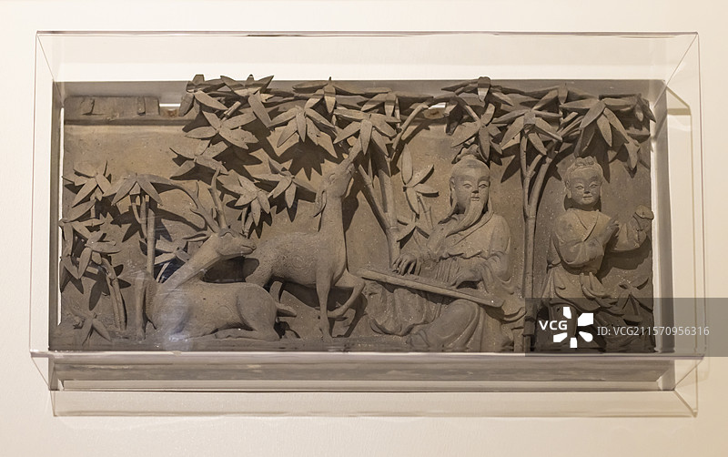 砖雕人物故事台门饰件 近代 上海博物馆东馆图片素材