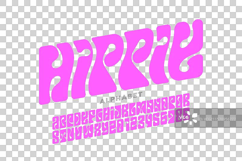 嬉皮士迷幻风格字体设计 1960年代图片素材