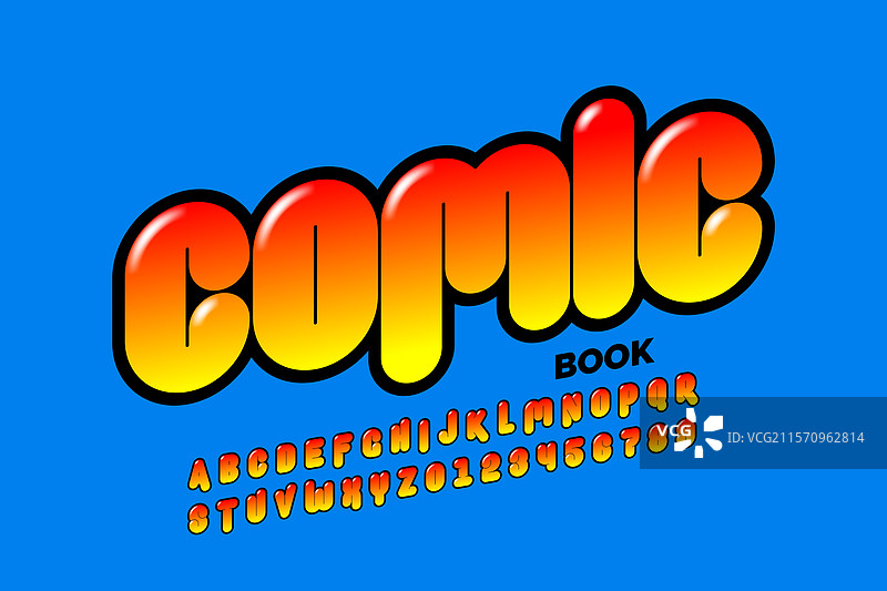 漫画书风格字体设计字母表图片素材
