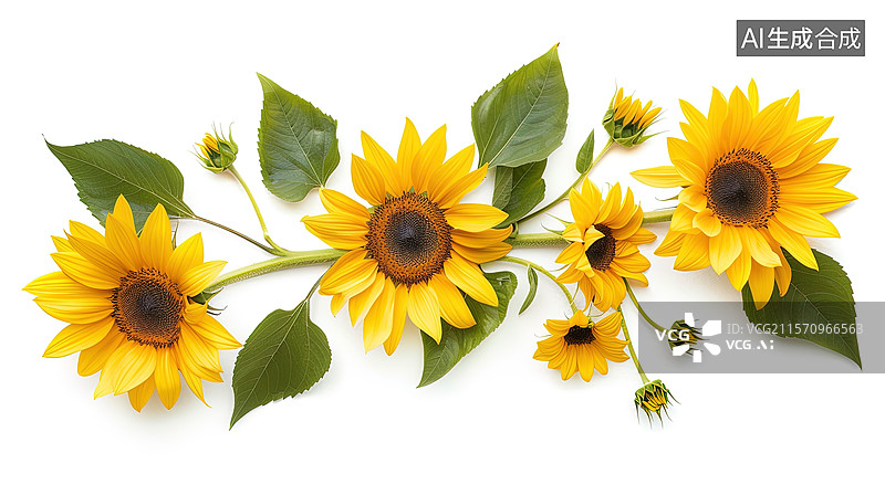 【AI数字艺术】向日葵花束图片素材